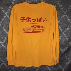 2/$20 Men's Childish Clothing Yellow & Red Long Sleeve Graphic Tee medium